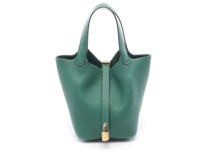 Hermès Bolsa Hermes Picotin Lock Eclat PM Verde Verde claro