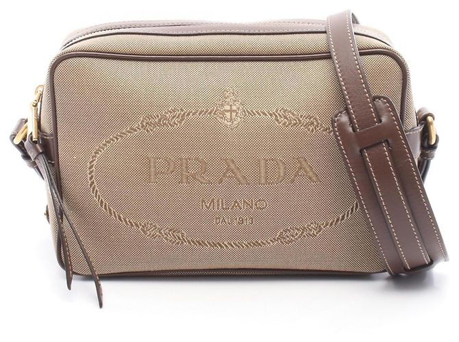 Bolsa de ombro/Bolsa de mão em jacquard com LOGO Prada Marrom