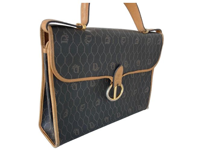 Bolsa de mão Dior Monogram em lona e couro marrom