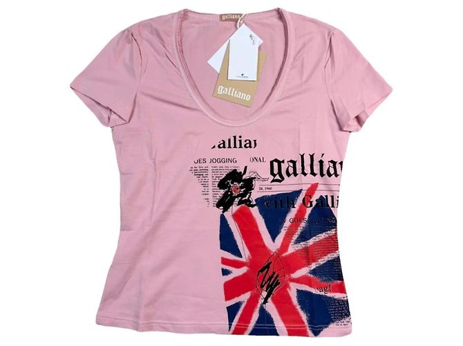 Camiseta John Galliano rosa con estampado Multicolor