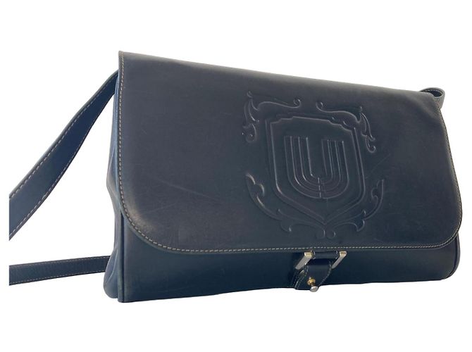 Borsa a tracolla Emanuel Ungaro in pelle nera con stemma Nero
