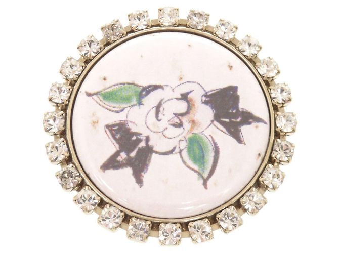 Chanel Camellia Design Brosche Weiß