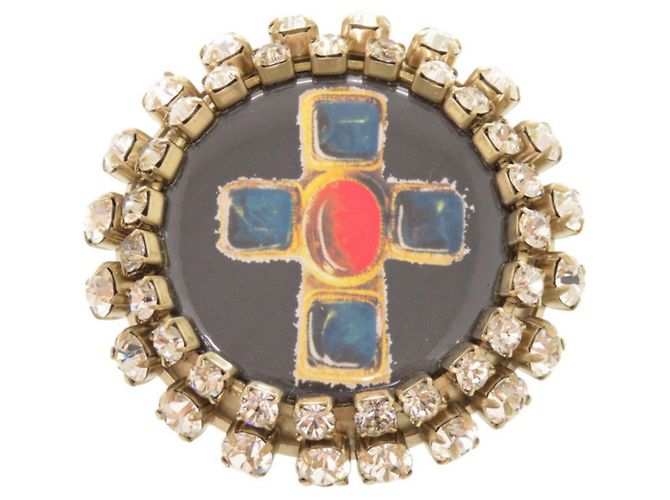 Broche Chanel Black Rhinestone Negro