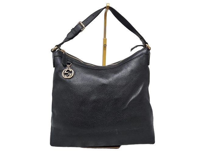 Gucci Borsa Hobo Interlocking G in Pelle Nera Nero