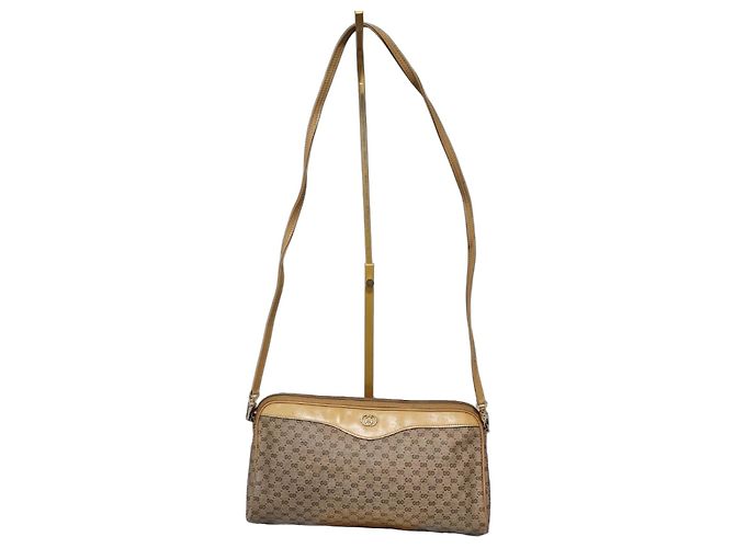 Gucci Interlocking G Canvas Shoulder Bag Brown Beige