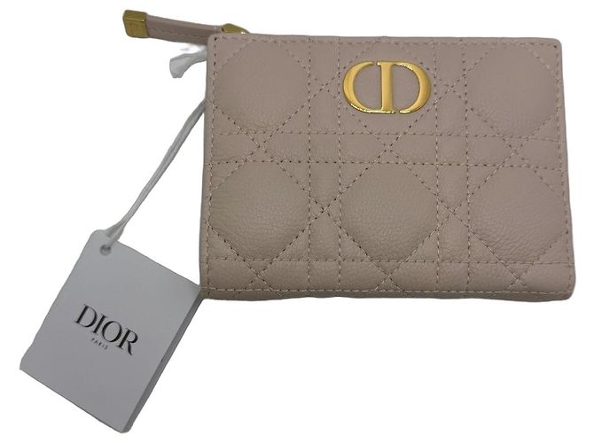 Dior Caro lambskin wallet pink