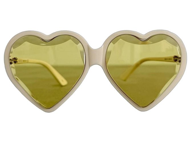 Occhiali da sole Gucci a forma di cuore Bianco Giallo