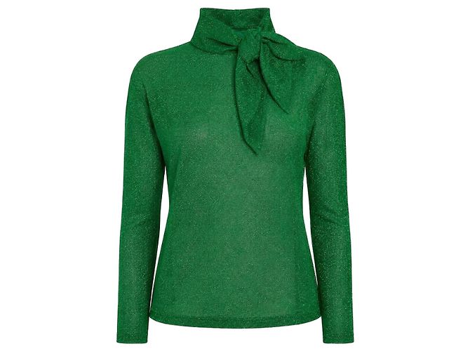 Autre Marque Top con fiocco in lurex verde Delpozo