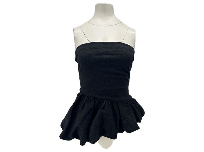 Autre Marque Top de algodón negro con volantes BEC + BRIDGE