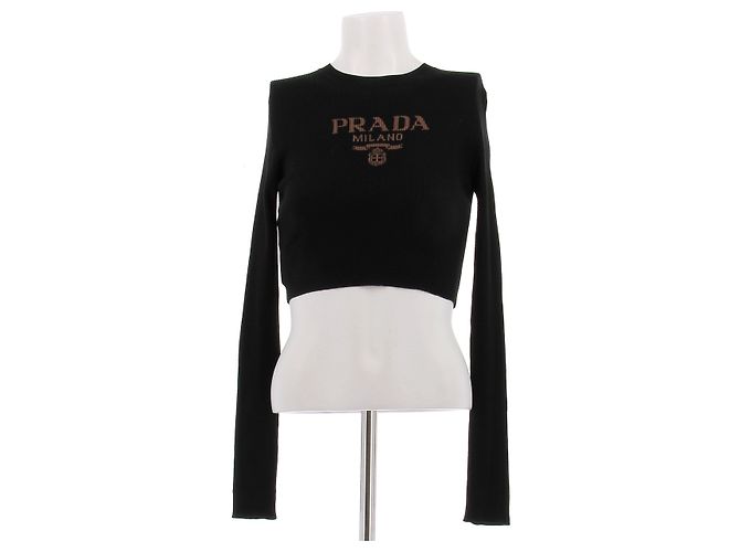 Top in seta nero Prada