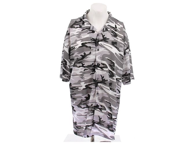 Camicia Balenciaga Camouflage in Cotone Grigio