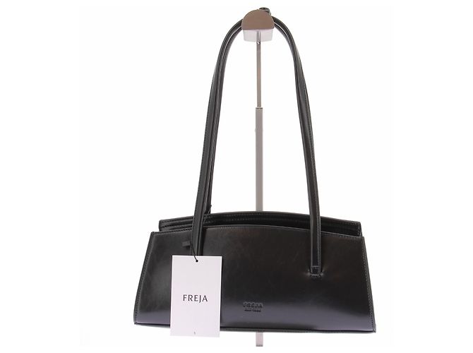 Autre Marque FREJA Black Leather Double Handle Bag