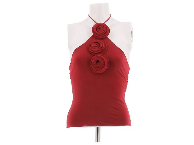 Top Magda Butrym Rouge à Motifs Floraux en Coton