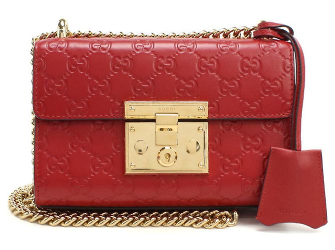 Borsa a tracolla in pelle rossa Gucci Rosso
