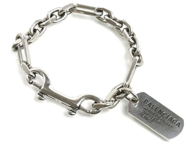 Bracciale con moschettone e targhette in ottone Balenciaga