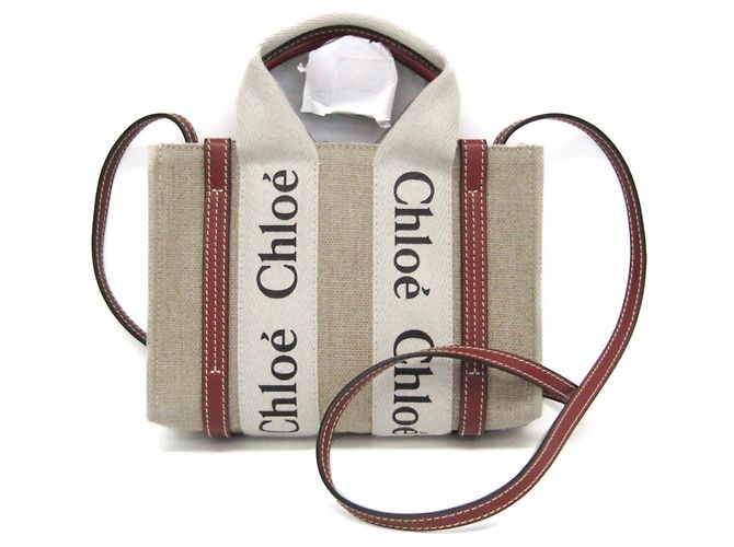Mini bolsa de ombro Woody Chloé Bege