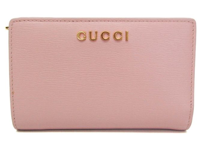 Cartera de cuero plegable para mujer Gucci 772640 Rosa