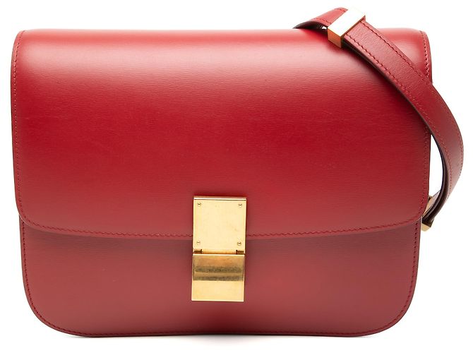 Céline Celine Red Medium Calfskin Classic Box Rosso