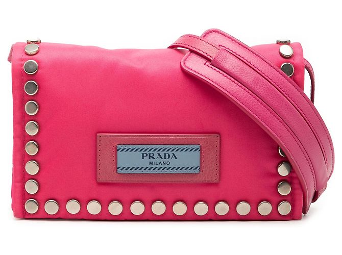 Borsa a tracolla Prada Pink Tessuto Etiquette Rosa