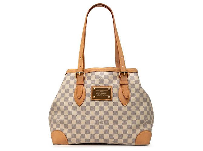 Louis Vuitton White Damier Azur Hampstead MM Weiß