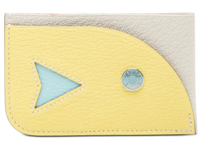 Tarjetero Hermès en chevreau Mysore Poisson amarillo