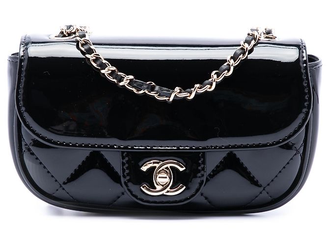 Chanel Black Mini CC Quilted Patent Single Flap Noir
