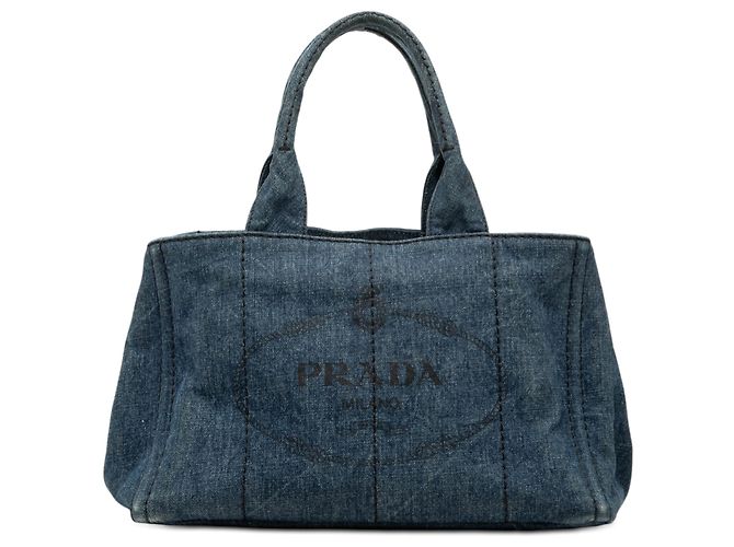 Borsa Prada Blue Denim Canapa Logo