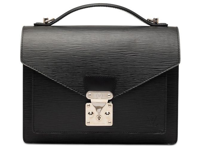 Louis Vuitton Black Epi Monceau 28 Schwarz