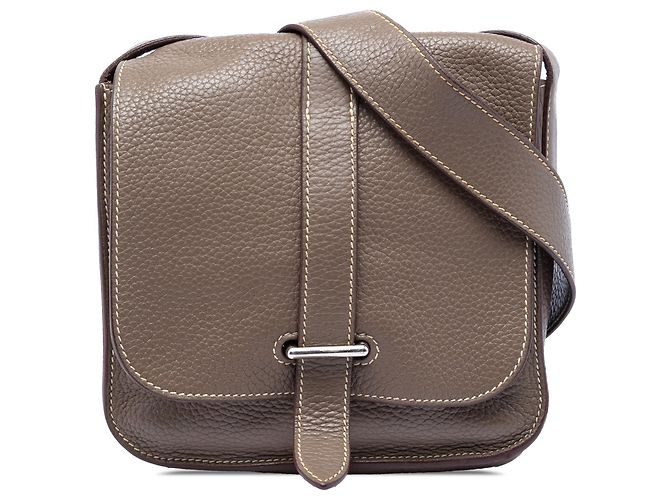 Pochette Steve em couro Clemence marrom Hermès Taupe