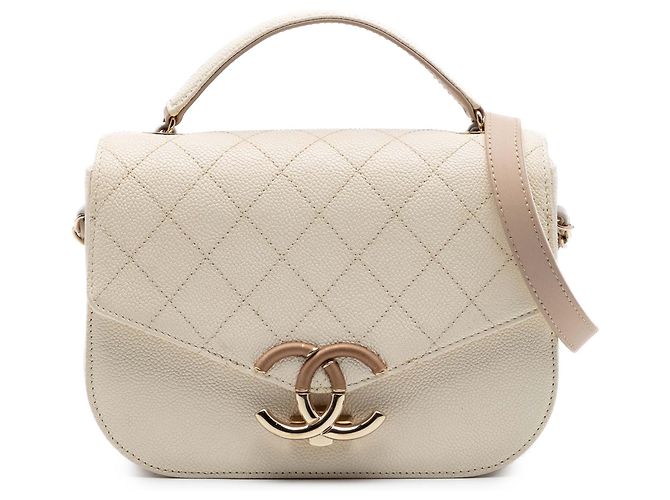 Chanel Marrón Small Caviar Paris Cuba Thread Around Flap Castaño Beige