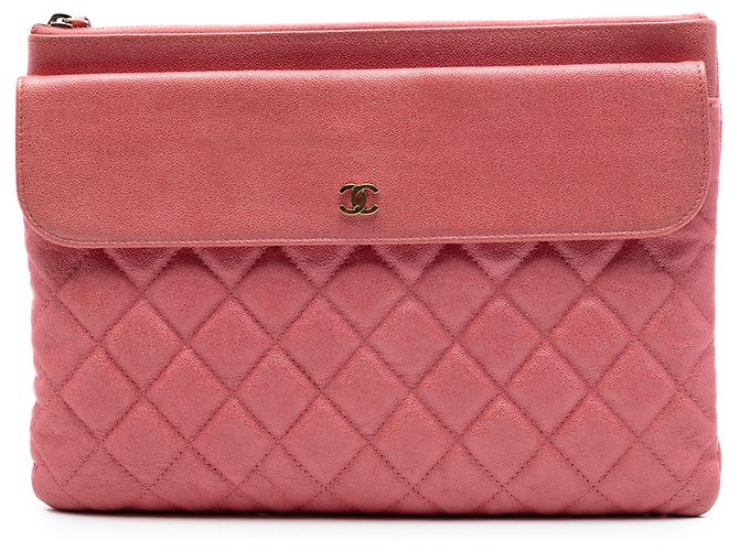 Chanel Kosmetiktasche Pink Medium Iridescent gestepptes Caviar