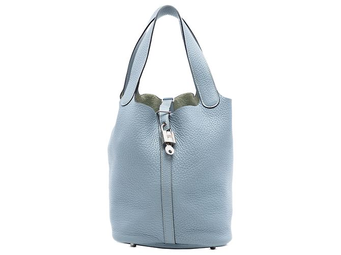 Hermès Picotin Lock 22 em couro Clemence azul Azul claro