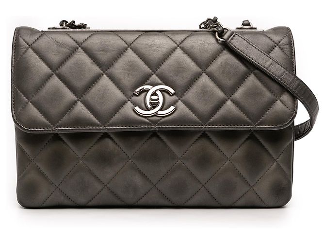 Chanel Gray Medium Lambskin Trendy CC Flap Marron Gris anthracite