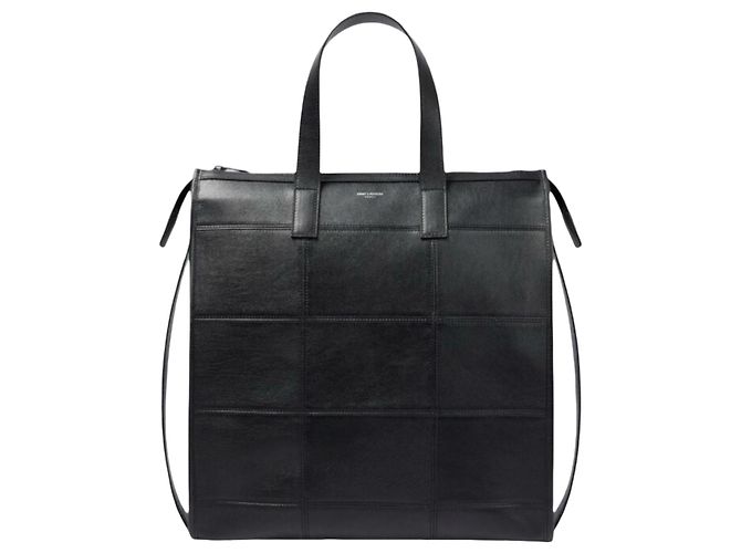 Saint Laurent Bolsa Tote de Couro Acolchoado Preto