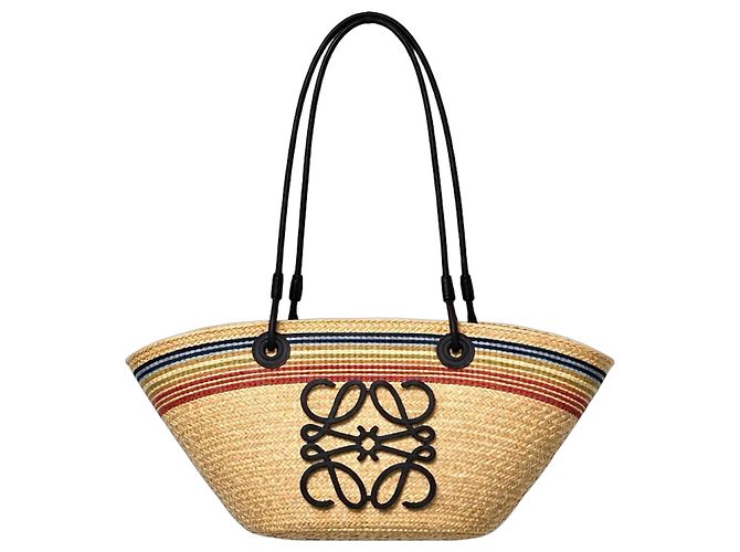 Loewe Bolsa de Cesta Anagram de palha Multicor Bege