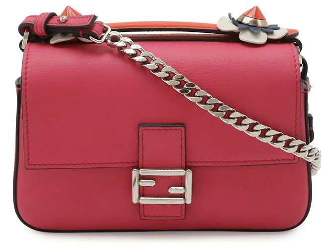 Borsa a secchiello Fendi Double Micro Rosa Bianco Rosso