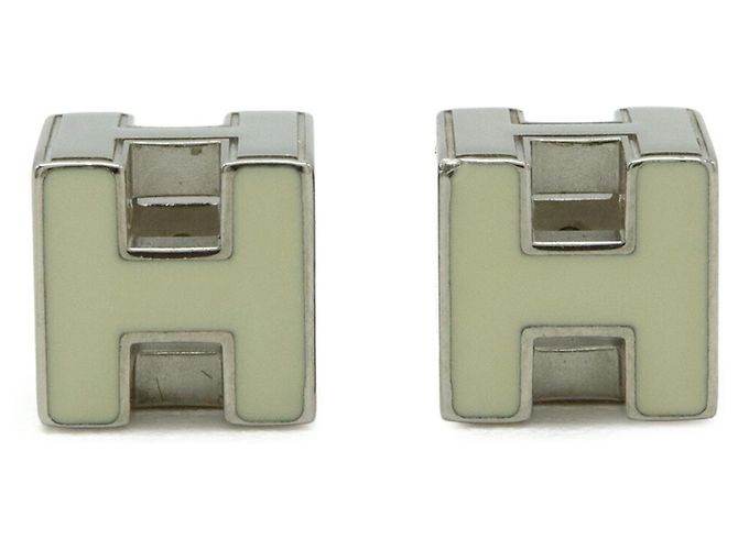 Hermès Orecchini a lobo HERMES Cage d'H H-Cube Argento 
