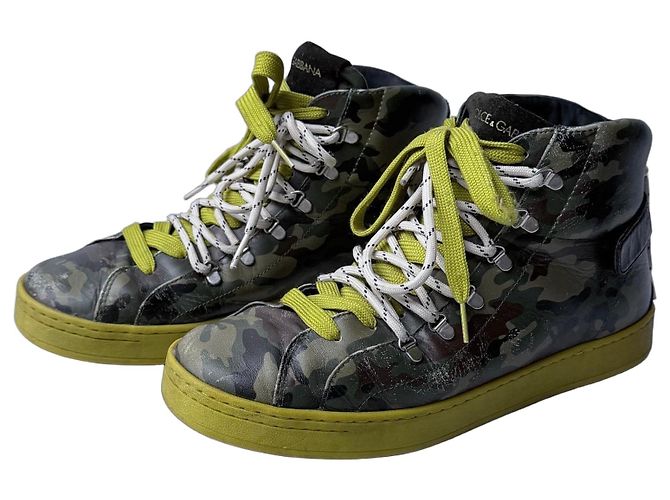 Dolce & Gabbana Baskets Montantes Camouflage Marron Noir Vert