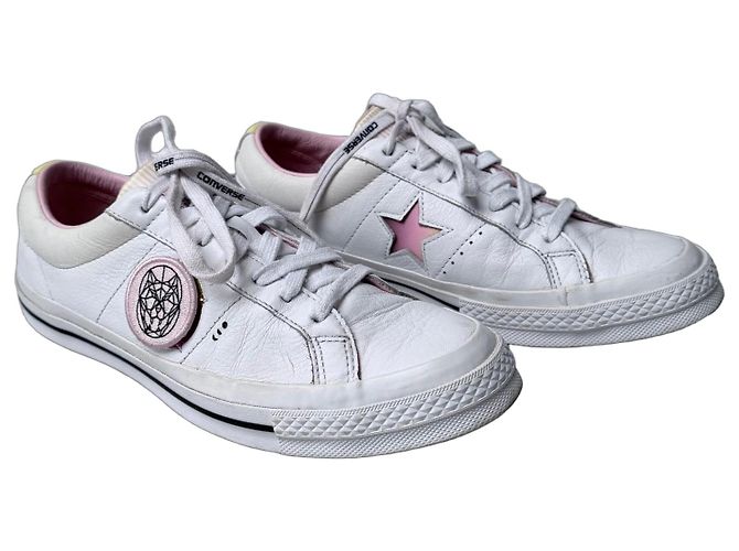 Converse One Star Low-Top Sneaker aus Leder - Weiß/Rosa Pink Metallisch