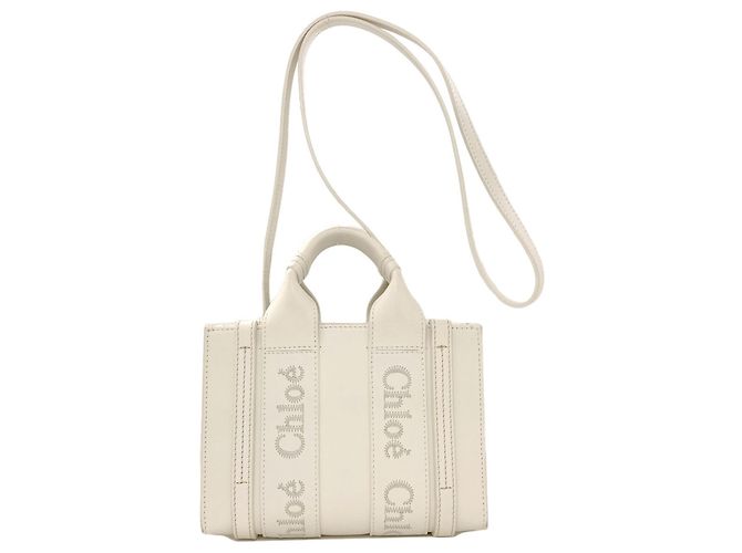 Chloé Woody Small 2-Way Handtasche Weiß