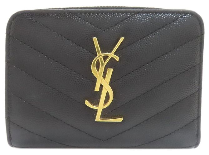 Yves Saint Laurent Cassandra Stitch Bi-fold Wallet Black 