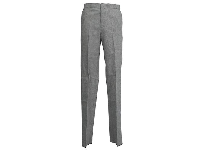 Thom Browne Hose mit Gingham-Print aus grauem Leinen