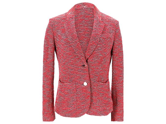 Blazer Armani Jeans de tweed de botonadura sencilla en algodón rojo Roja