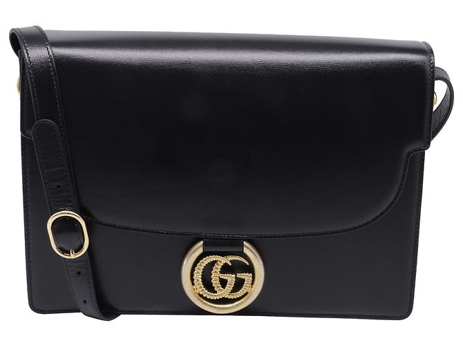 Borsa a tracolla Gucci Medium GG in pelle nera Nero