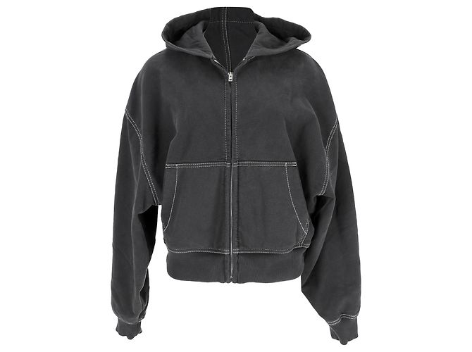 Acne Studios Kapuzenpullover mit Logo-Stickerei aus grauer Baumwolle