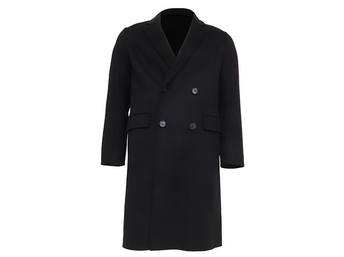 Theory Double-Breasted Coat in Black Wool