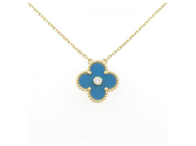 Van Cleef & Arpels Vintage Alhambra 750 Yellow Gold Diamond Necklace Golden 