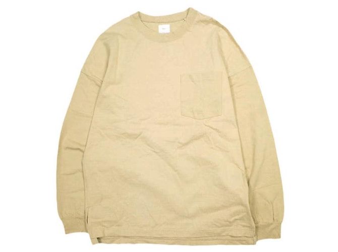Autre Marque Camiseta oversized de manga longa com bolso em algodão Bege