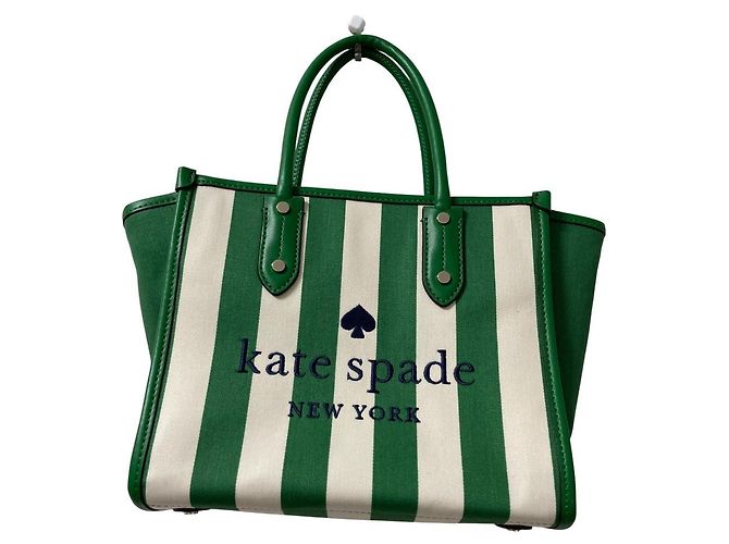 Bolso Tote 2way Ella Even Stripe Jacquard kate spade Blanco Verde Azul marino