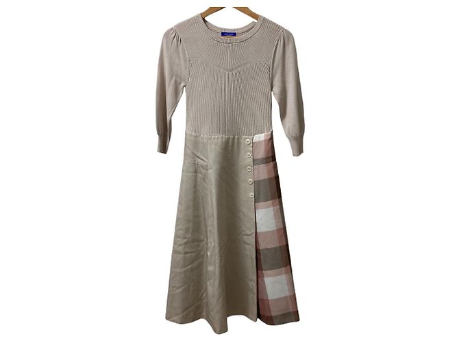 Autre Marque BLUE LABEL CRESTBRIDGE Softee Twill Strick-Kombi-Kleid Mehrfarben Beige